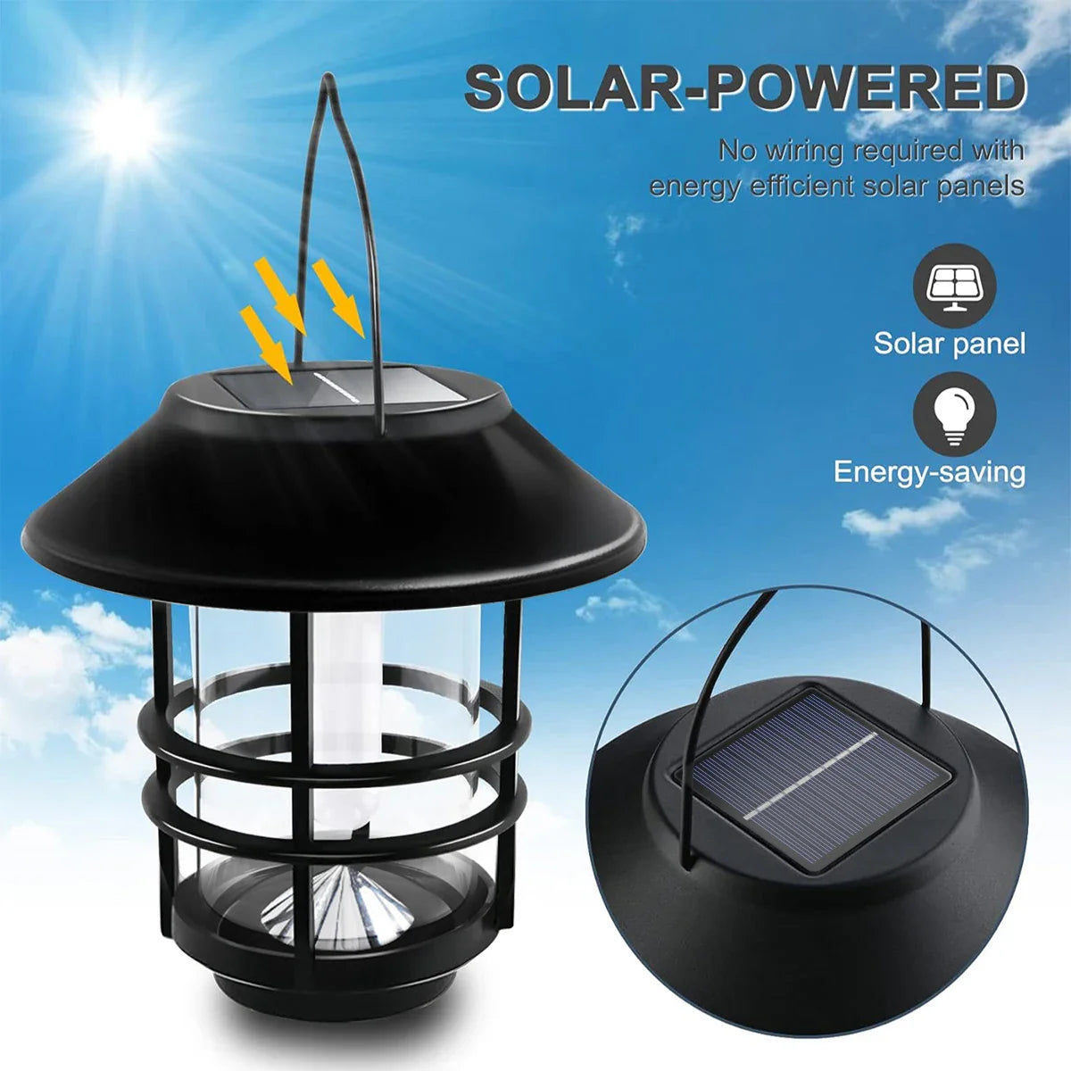 LumaFlame | Solar-Hängelaterne | Flackerndes Flammenlicht | Edelstahl & Glas 2