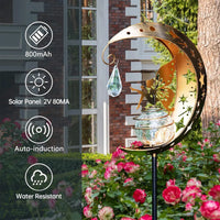 LumaGlow Solar-Gartenleuchte | Feenfigur im Mond | Rissglas-Kugel | Solarenergie | Wetterfest 2