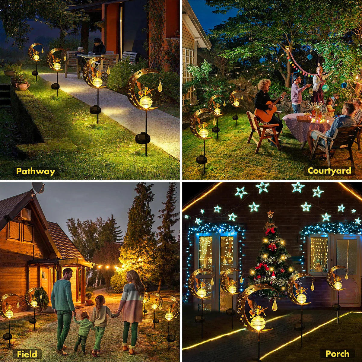 LumaGlow Solar-Gartenleuchte | Feenfigur im Mond | Rissglas-Kugel | Solarenergie | Wetterfest 4