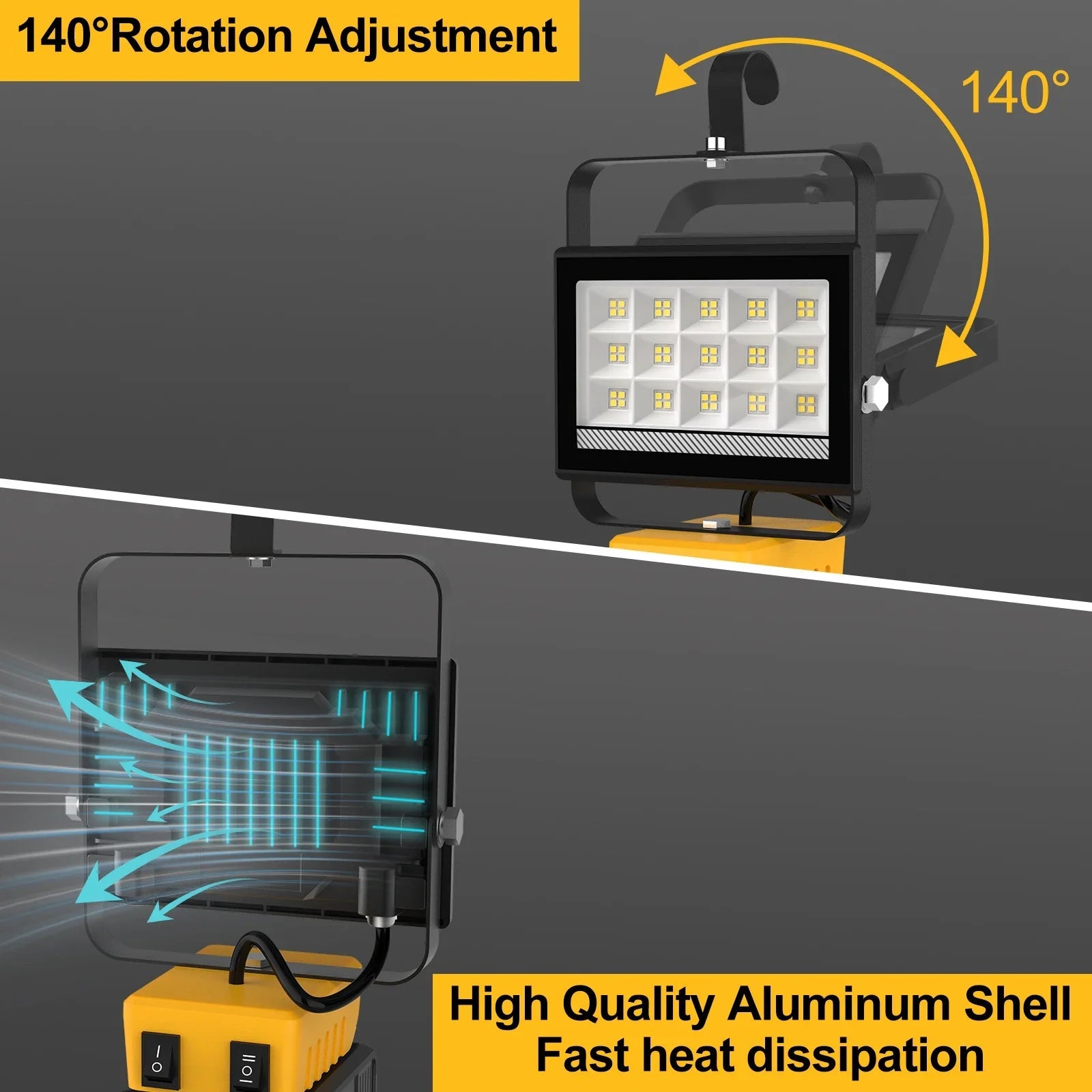 LumaWork | LED Arbeitsleuchte | 60W | 6000 Lumen | USB & Type-C Ladeanschluss 4