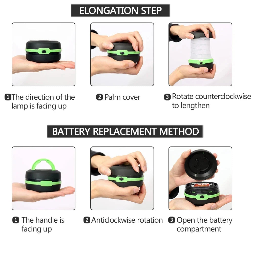 LumiFold LED Campinglampe | 2-in-1 Funktion | Ultraleicht & Kompakt | 3 Leuchtmodi 1