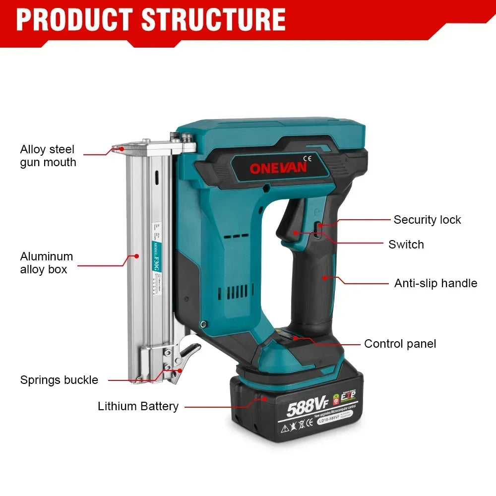 Elektrische Nagelpistool, Borstelloze Motor, Compatibel met Makita 18V Batterij