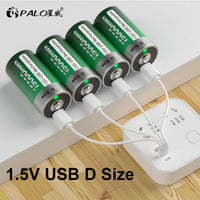 Oplaadbare D-formaat batterij, Type-C USB opladen, Li-ion