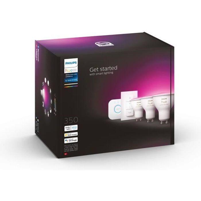 PHILIPS Witte & Kleur Ambiance GU10 Slimme LED Lamp Starter Kit - Verpakking van 3