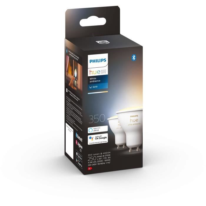 PHILIPS Hue Witte Ambiance Slimme LED-lampen GU10 Bluetooth Compatibel - Verpakking van 2