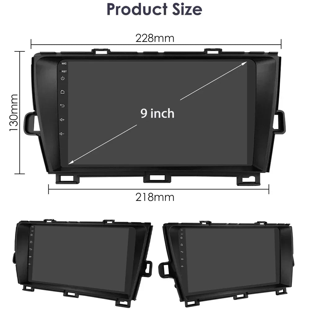 Autoradio voor Toyota Prius XW30, QLED-scherm, Android 12, Carplay