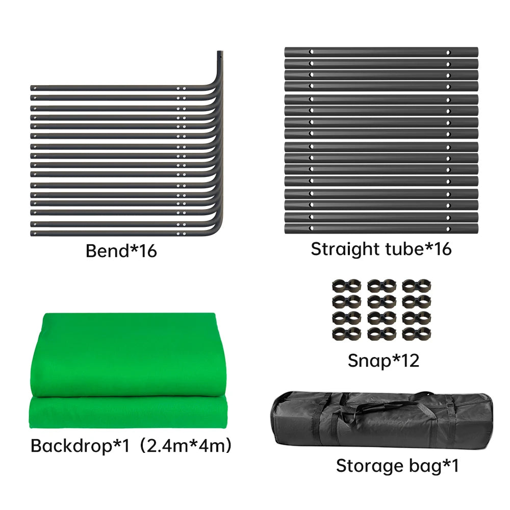 Photography Background Stand, Adjustable Height, Green Screen Backdrops