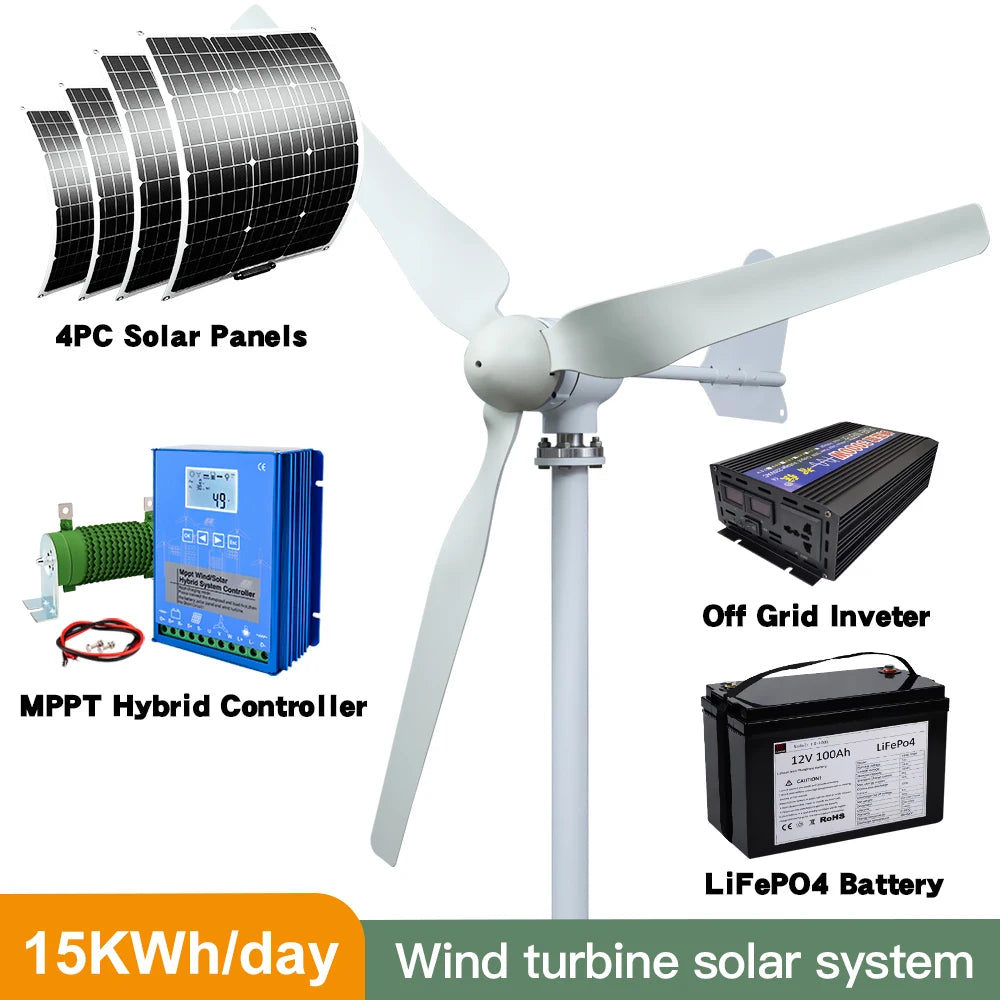 Windgenerator, 4000W vermogensopbrengst, lage geluidsproductie