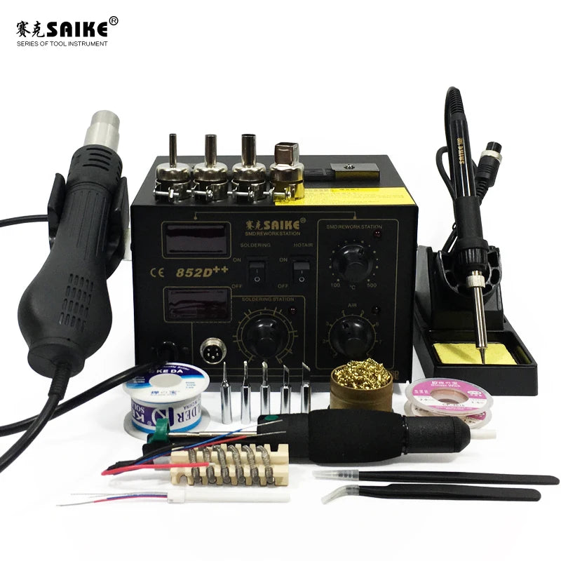 Saike 852d SMD Rework Station, heteluchtpistool, soldeerstation