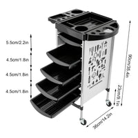 Salon Trolley, 5-pull-out Drawers, Foldable Tool Holders