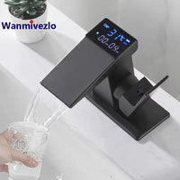 Basin Sink Faucet, LED Display, Waterfall Taps