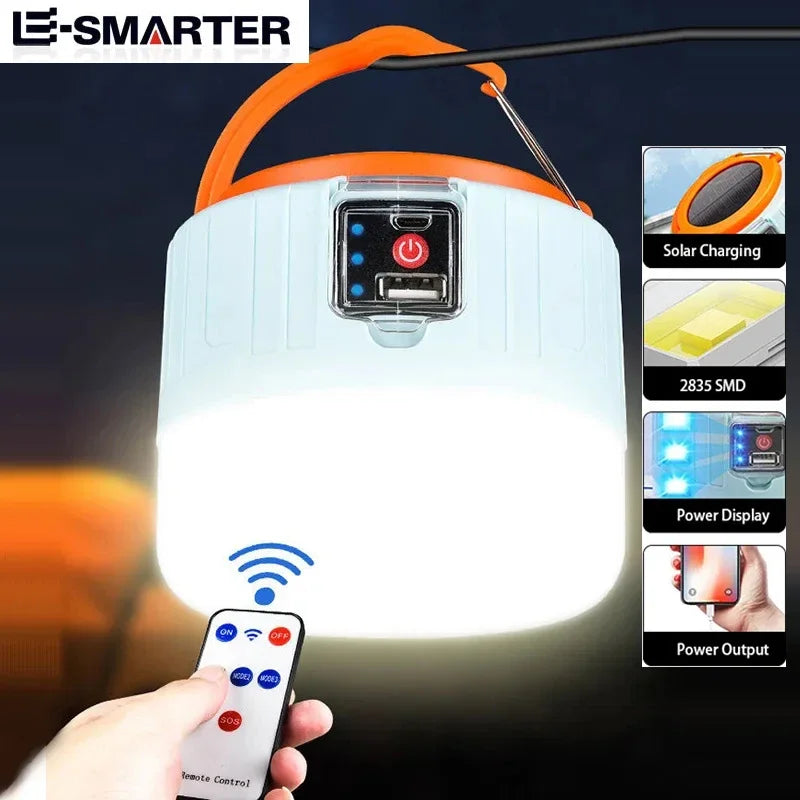 Solance LED Campinglampe | Solar & USB | 3 Modi & Fernbedienung | 60W Outdoor Laterne 0