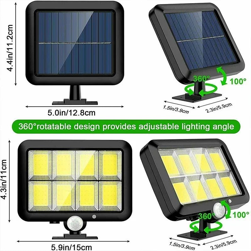Solivor Solarleuchte mit Bewegungssensor | Kabellos & Wetterfest | 3 Modi | 100 COB-LEDs 2