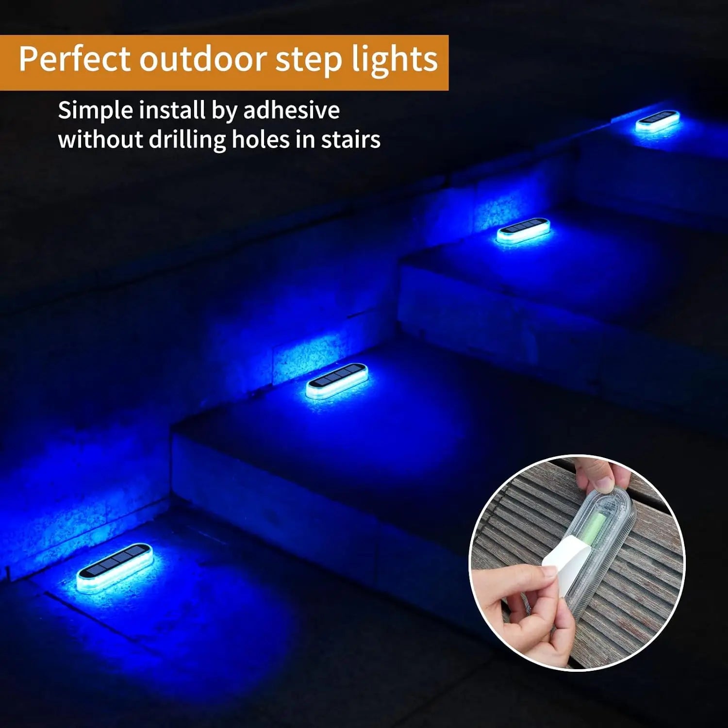 Stellora Solarlicht | 360° LED Stufenbeleuchtung | IP68 | Warm-/Kaltweiß/Blau | 10h Laufzeit 5