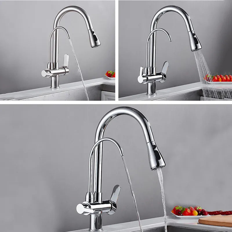 Keukenkraan, chroom afwerking, 360 graden rotatie