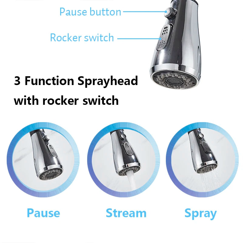 Keukenkraan, chroom afwerking, 360 graden rotatie