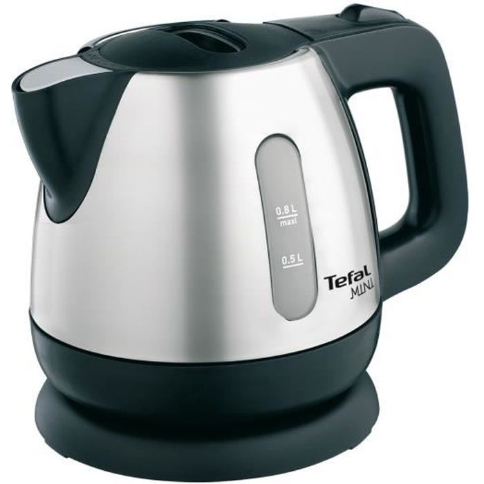 Tefal BI812510 MINI INOX waterkoker, capaciteit 0,8 l, draadloze waterkoker, 360 ° basis, verborgen verwarming, zichtbaar waterniveau