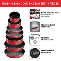 Tefal Ingenio L1529402 Keuken battery? 10 stuks, behalve inductie, anti-aanbak, gemaakt in Frankrijk Easy Cook N Clean