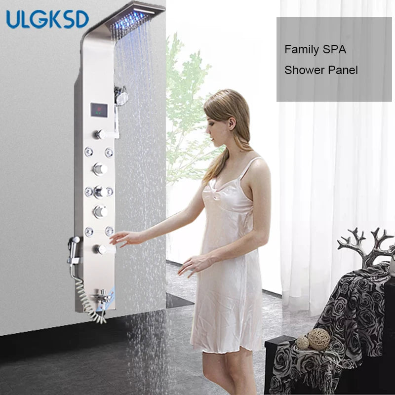 Shower Faucet, LED Shower Panel, Temperature Screen