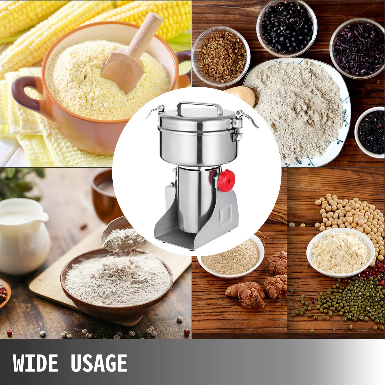 Electric Grain Coffee Grinder, Stainless Steel Grinding Machine, Crushing Wheat Herb Soybean Millet Corn