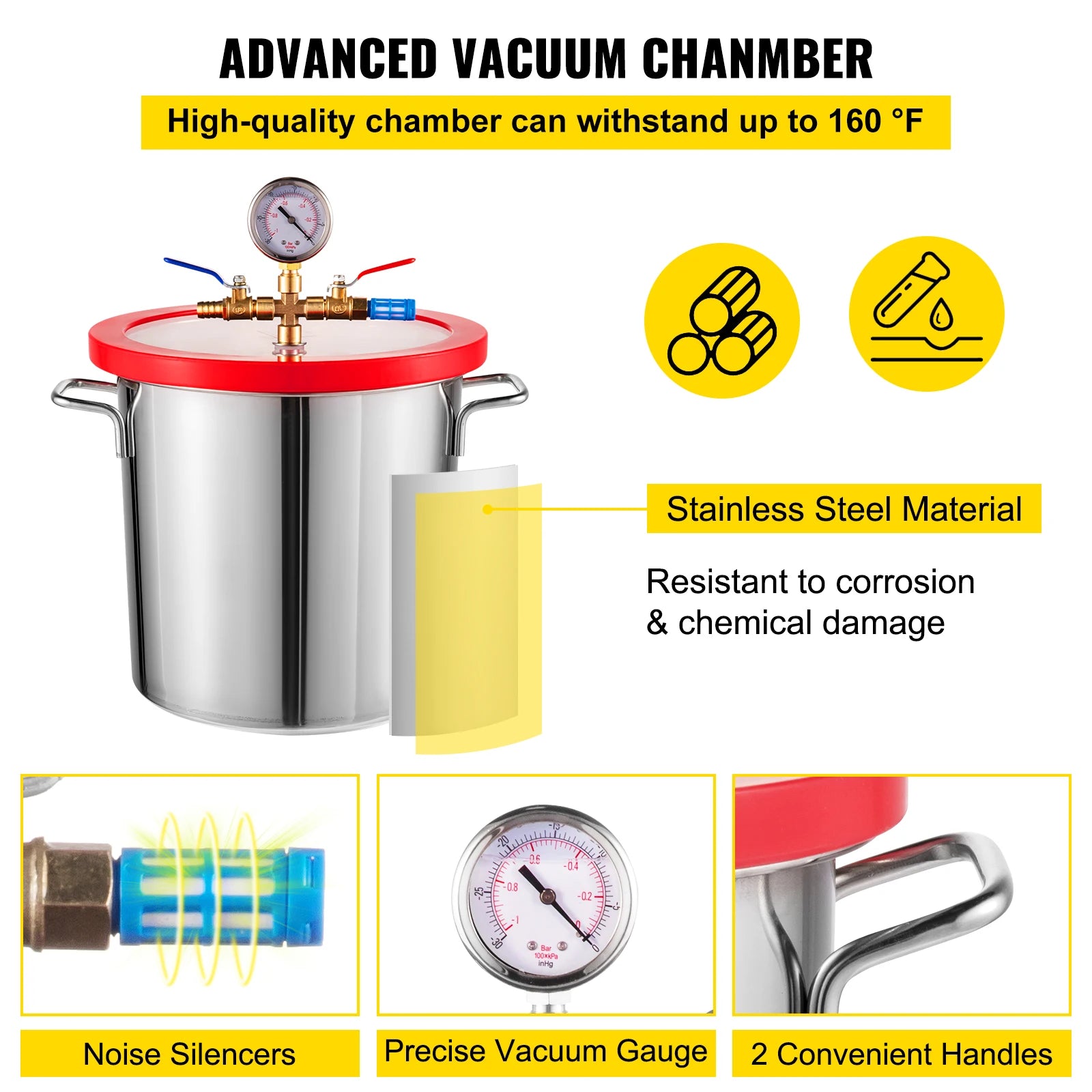 HVAC Vacuum Pump, 4CFM, Vacuum Chamber Degassing Kit