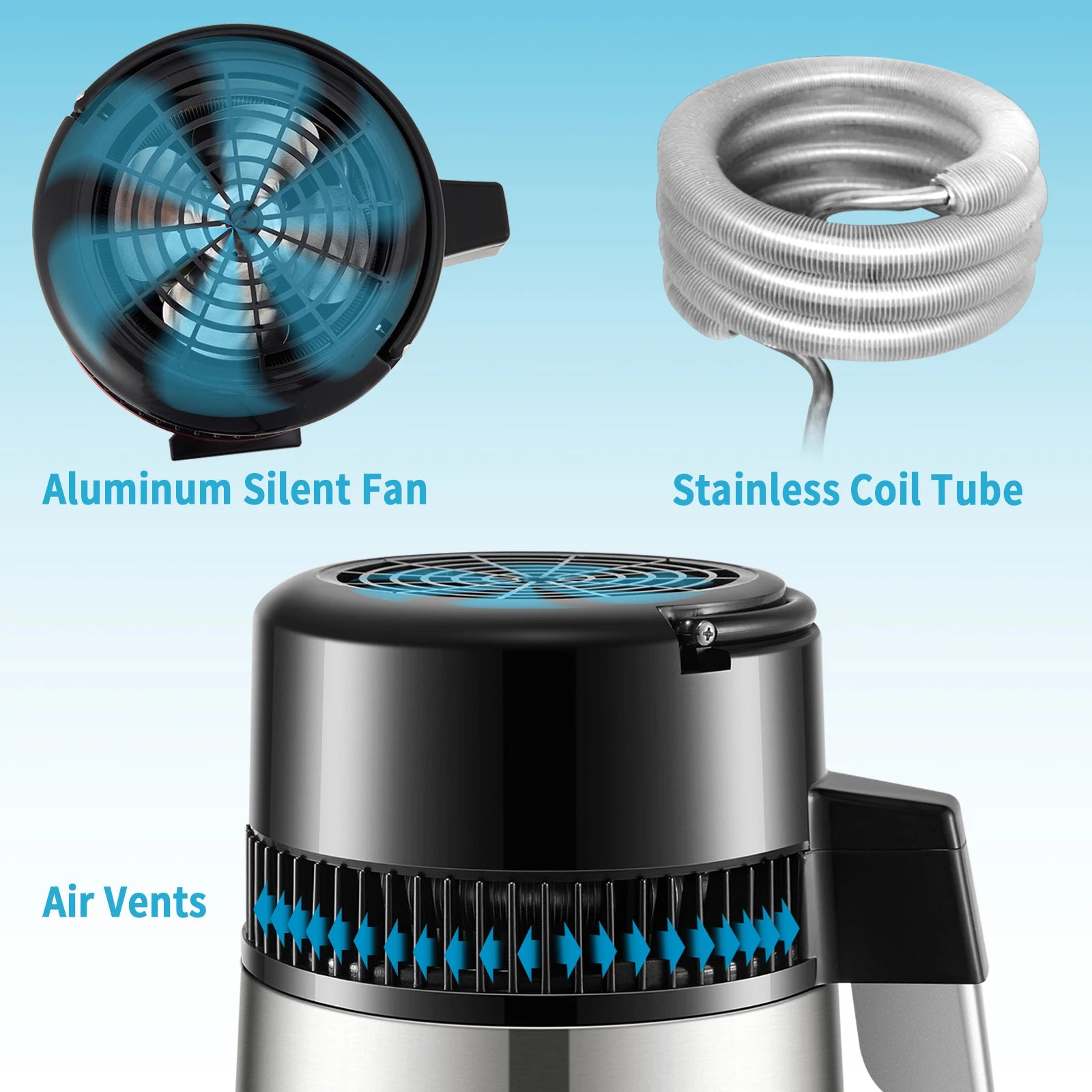 Waterdestilleerder, 4L capaciteit, dubbele temperatuurweergave
