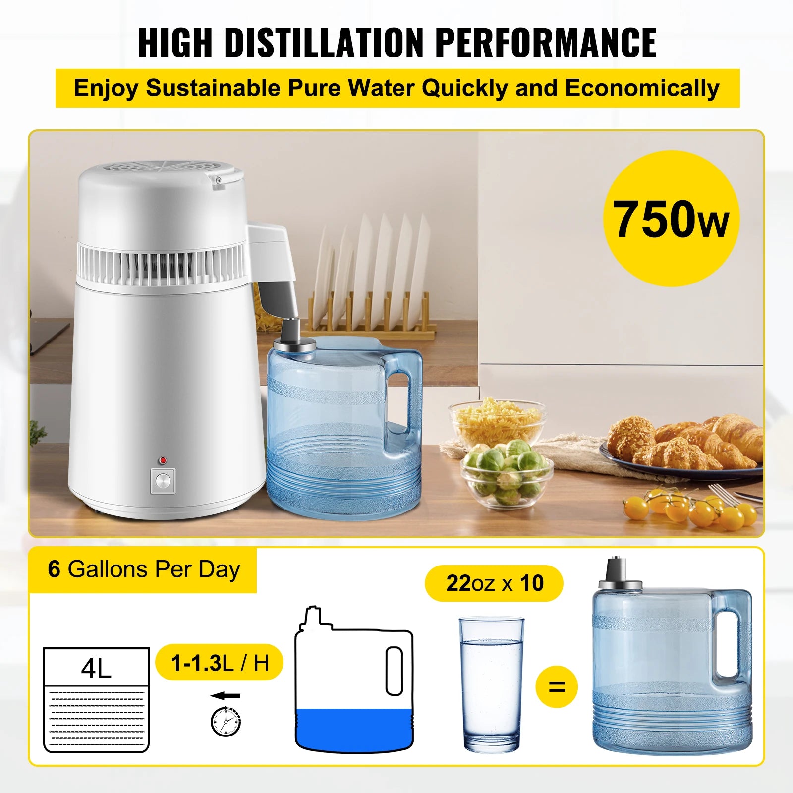 Water Distilleerder, Zuiveraar, 304 Roestvrij Staal
