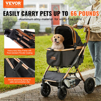 Pet Stroller, Foldable Design, Storage Basket