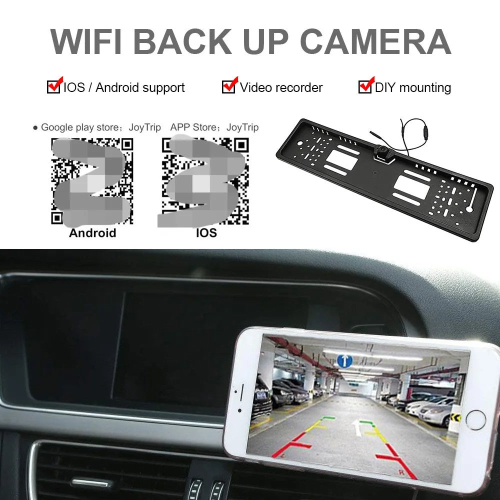 Auto achteruitkijkcamera, draadloze connectiviteit, voor- en achteruitzicht