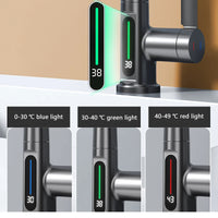 Waterfall Basin Faucet, Pull-Out Design, Digital Temperature Display