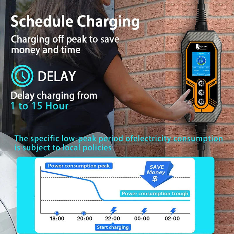 Draagbare EV-lader, Type2 32A, Wi-Fi APP-besturing