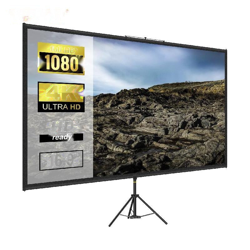 4K HD Projector Screen 70 inch 16:9 - 160° Viewing Angle, Aluminum Stand