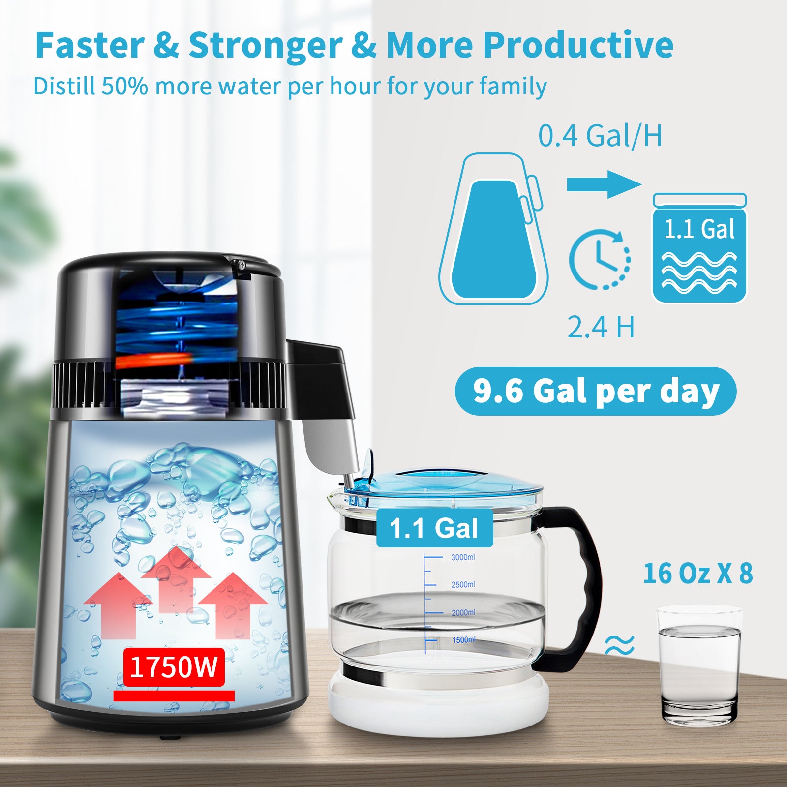 Thuis Waterdestilleerder, 15L/H Snelheid, Touchscreen Tijdinstelling