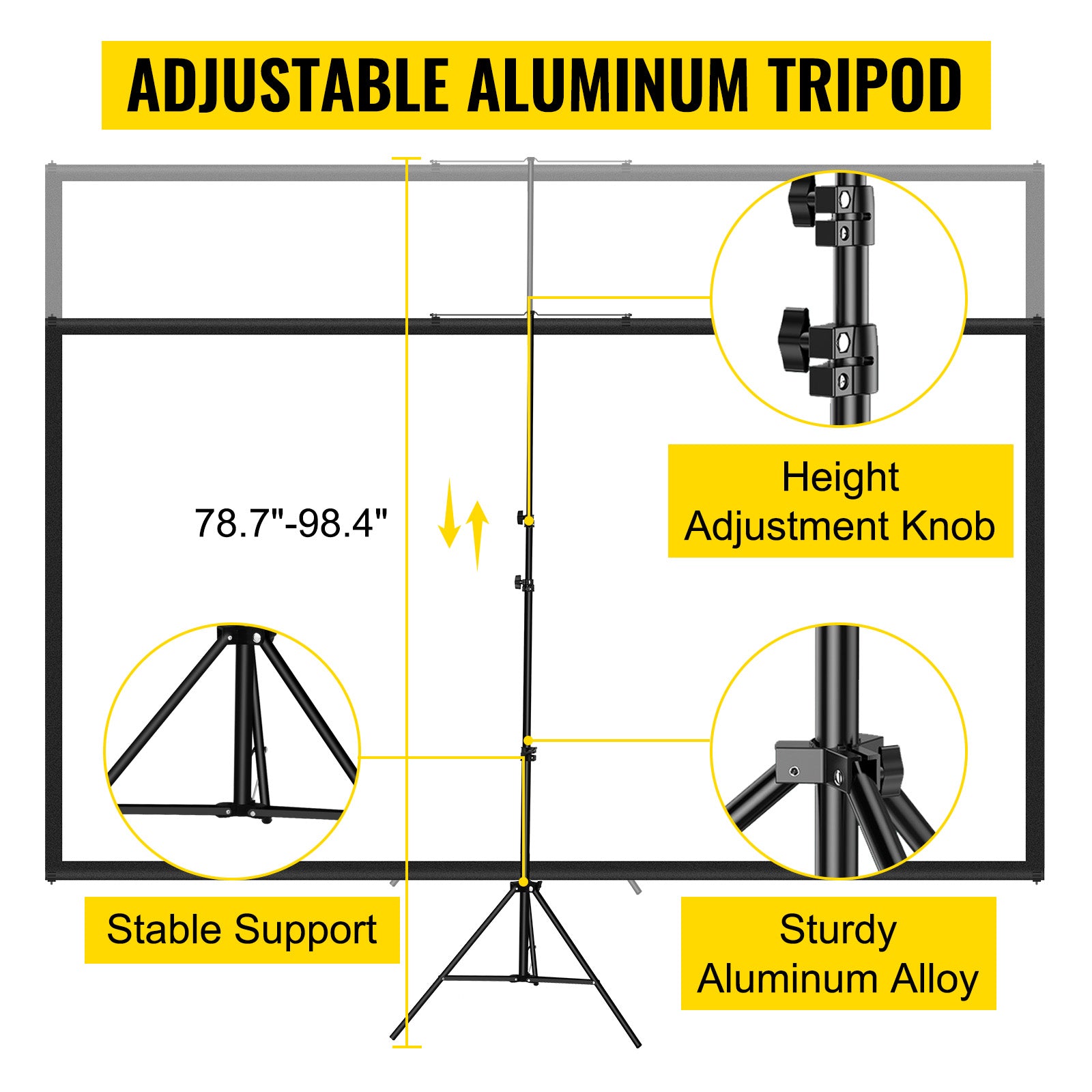 Projectiescherm, 16:9 Beeldverhouding, Aluminium Statief