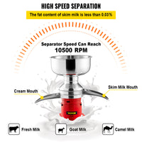 100L/H Electric Cream Separator - 30W Motor, Stainless Steel & Cast Iron