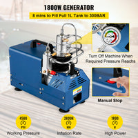 Hoge Druk PCP Luchtcompressor Pomp, 4500PSI, Olie/Water Scheider, Water Koelsysteem