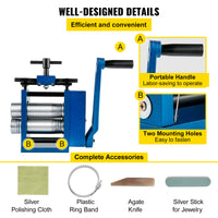 Jewelry Rolling Mill, Manual Operation, Square & Half-Round Design