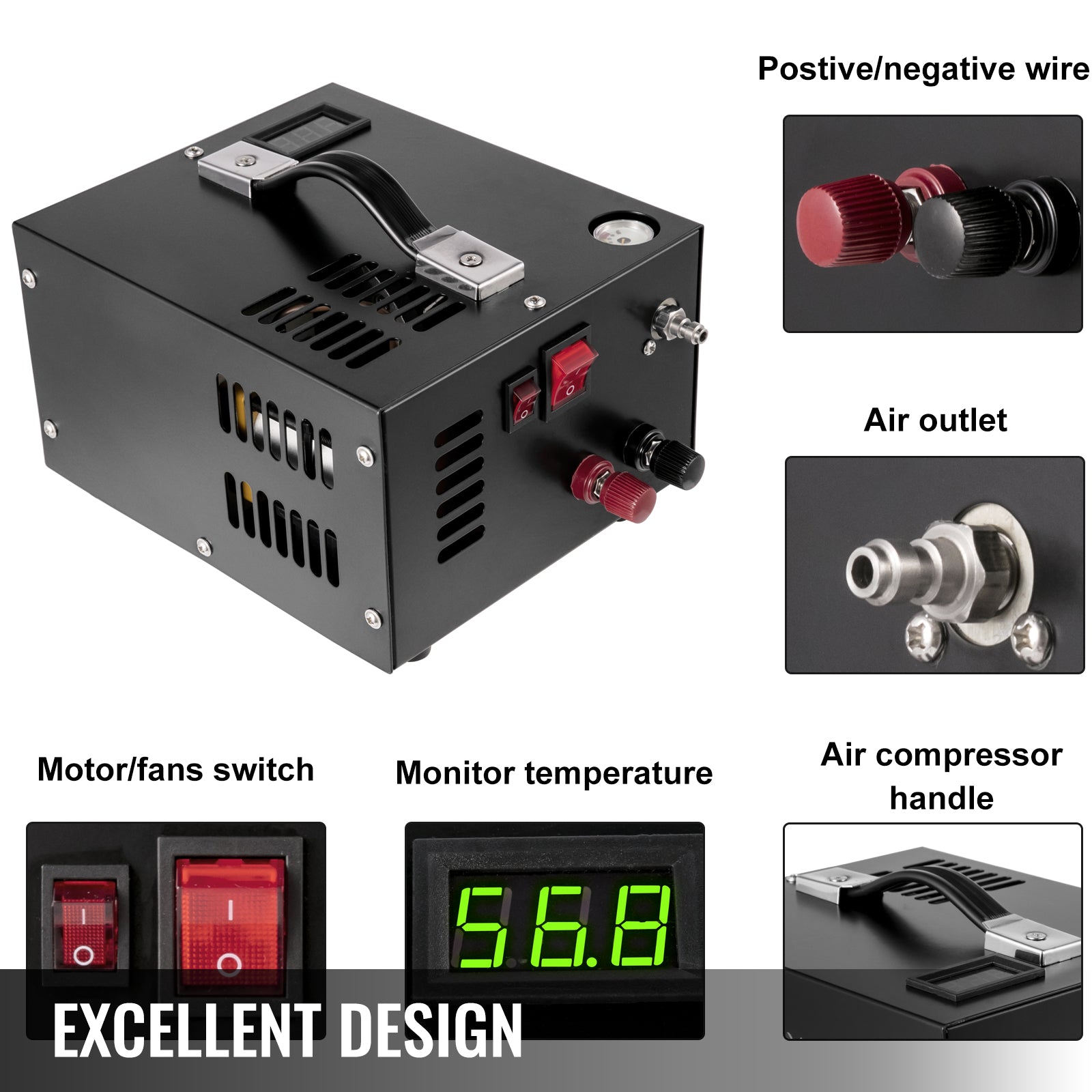 Luchtcompressorpomp, 4500Psi, 8MM Snelle Connector
