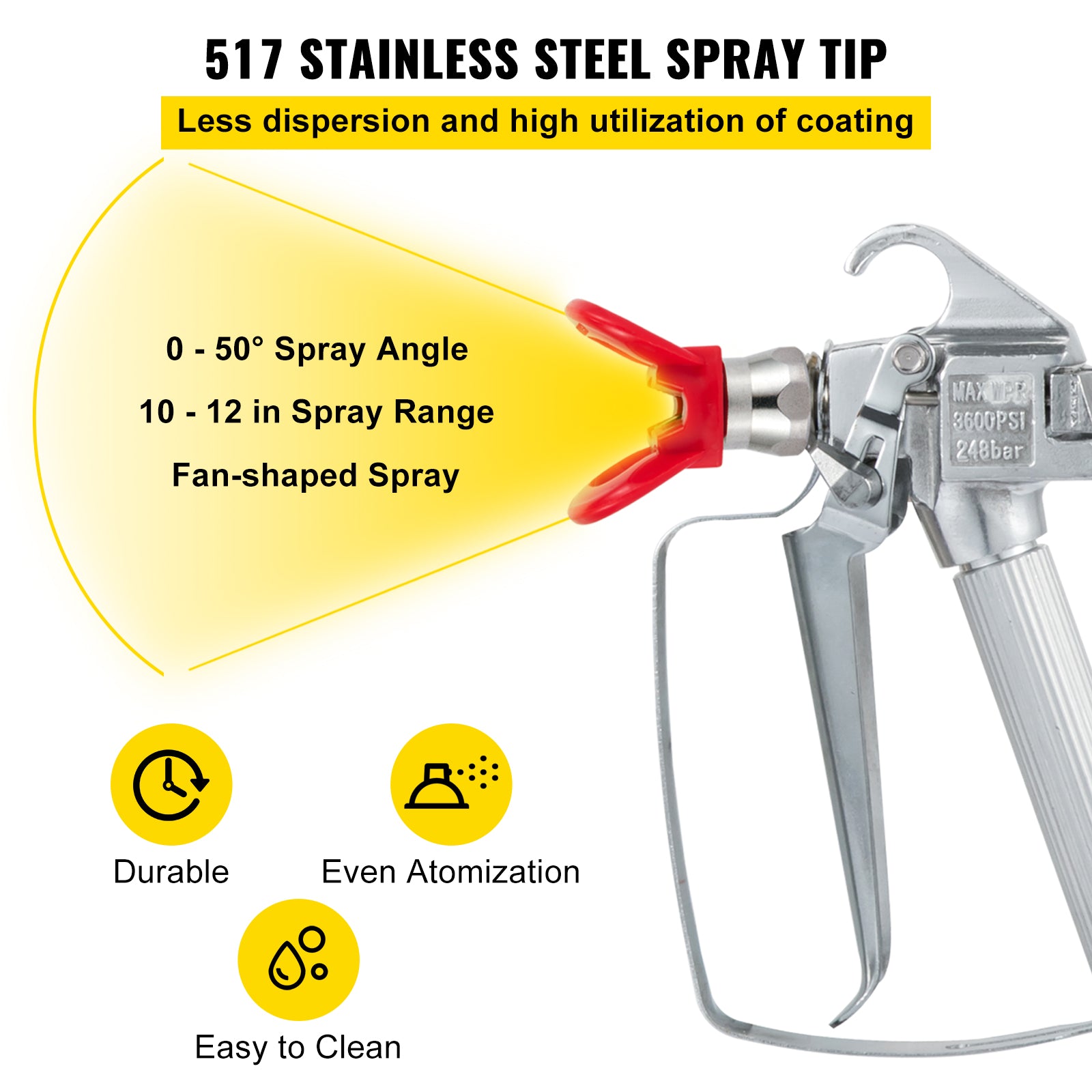 Airless Verfspuit Slang Kit, 50ft Lengte, 3600 PSI Druk, Verlengstang Paal