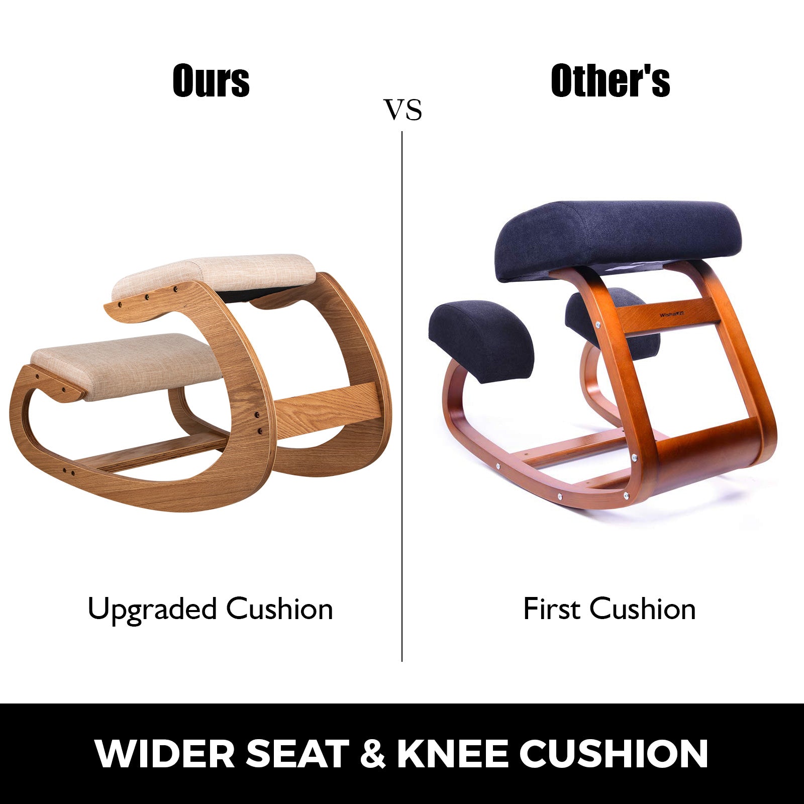 Ergonomische kniestoel, natuurlijk berkenhout, draagvermogen van 220lbs