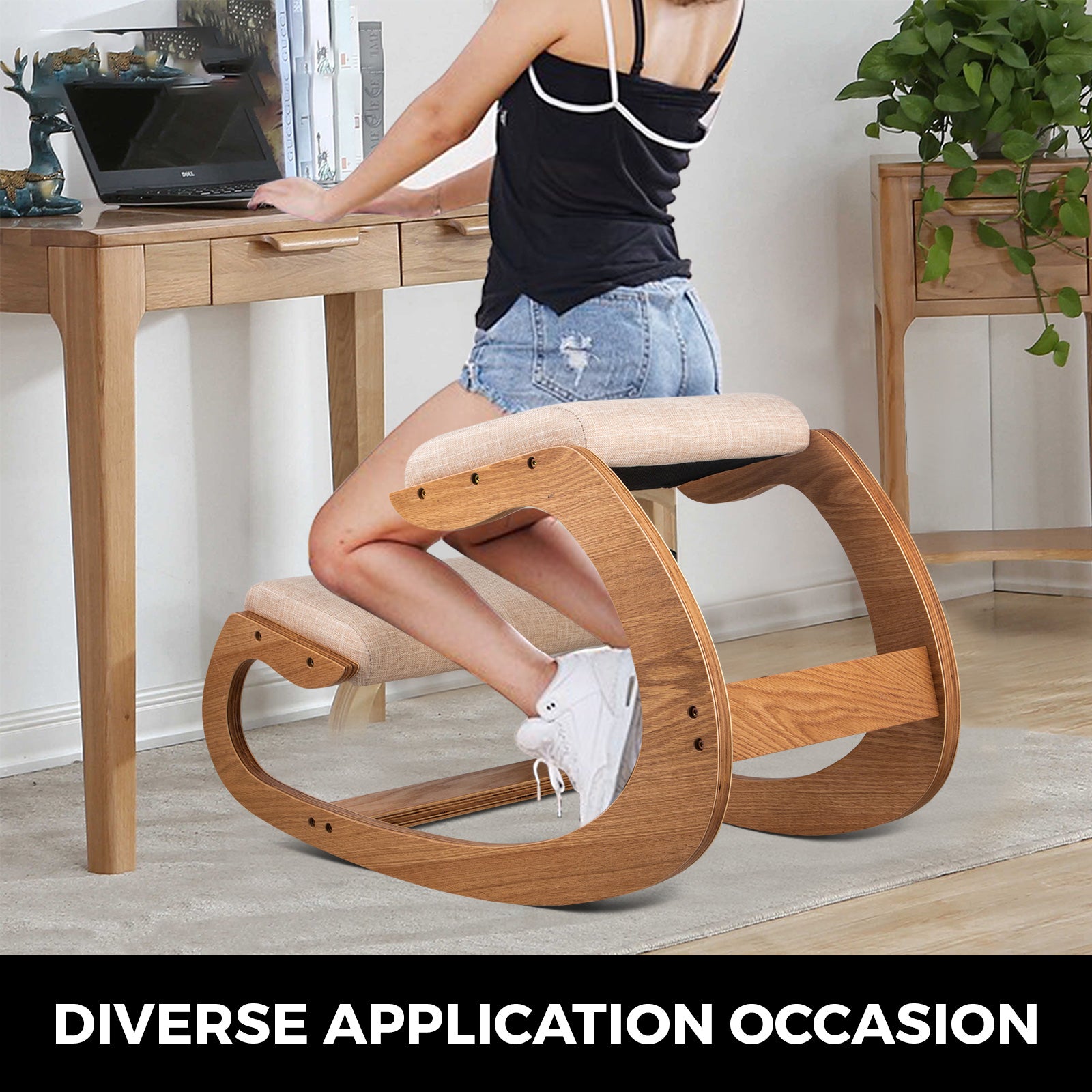 Ergonomische kniestoel, natuurlijk berkenhout, draagvermogen van 220lbs