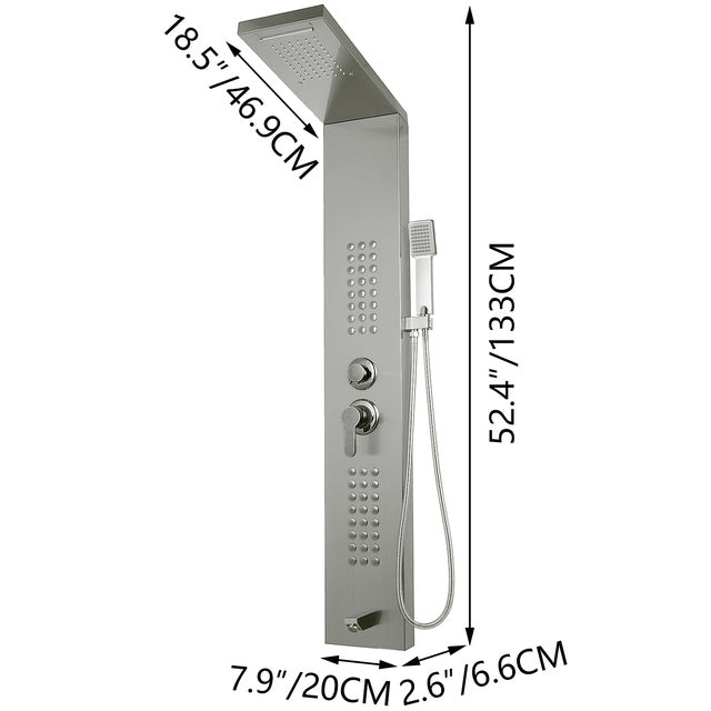 Shower Panel System, Rainfall, Massage Jets