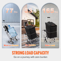 Stair Climbing Shopping Cart 50L - 75 kg Capacity, Padded Handle & Rub