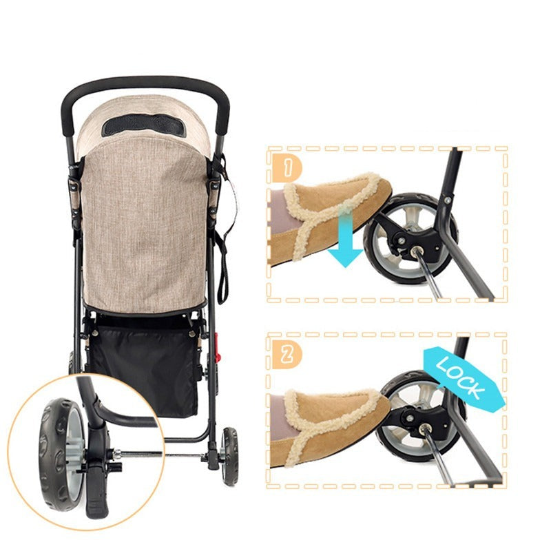 Pet Stroller, Storage Basket, Waterproof Coating